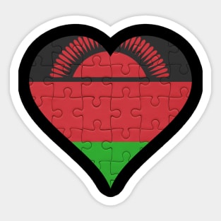 Malawian Jigsaw Puzzle Heart Design - Gift for Malawian With Malawi Roots Sticker